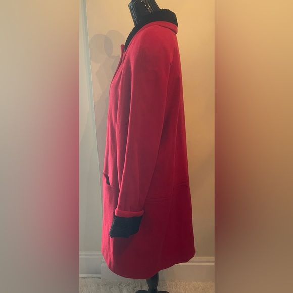 Vintage Stefi Lara Red Wool & Cashmere Coat Size 18 - Picture 4 of 13